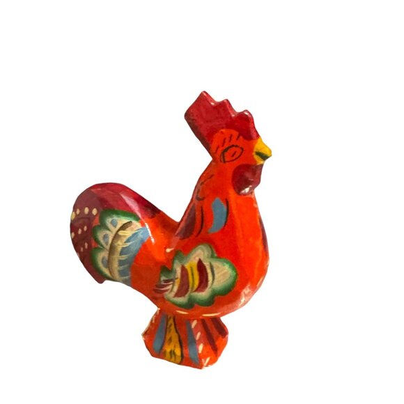Vintage Hand-Painted Swedish Dala Rooster by Nils Olsson Wooden Folk Art - Picture 4 of 7